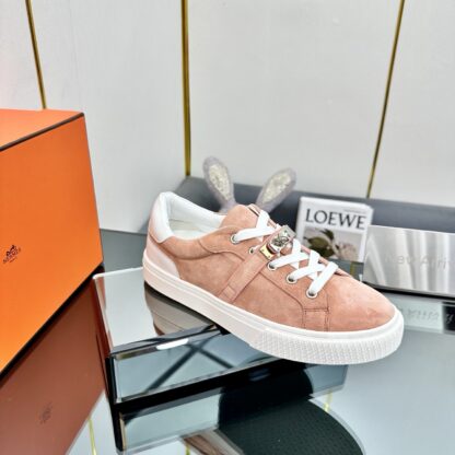 Hermes milk tea color couple's lace-up thick-soled fashionable casual shoes - Image 3