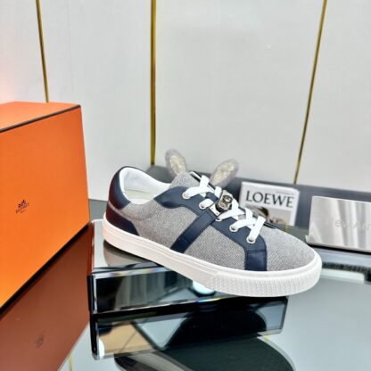 Hermes blue-grey couple's lace-up thick-soled fashionable casual shoes - Image 3