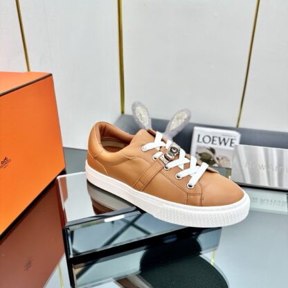 Hermes light brown couple's lace-up thick-soled fashionable casual shoes - Image 3