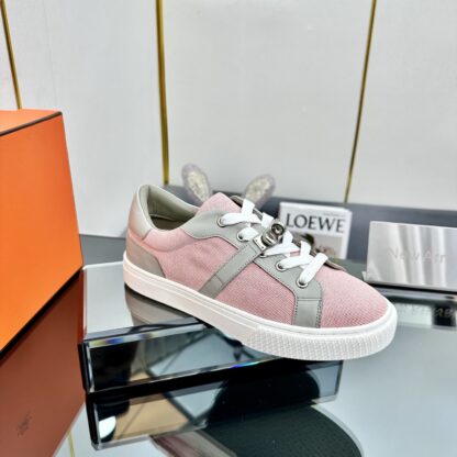 Hermes pink and gray couple's lace-up thick-soled fashionable casual shoes - Image 3