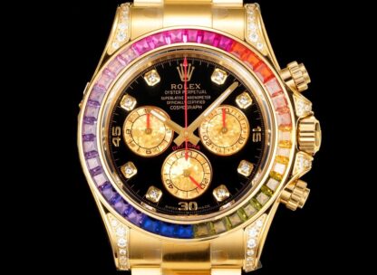 Rolex Rainbow Day modified with genuine South African colored gemstones - Image 3