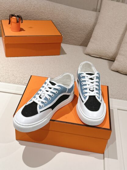 Hermes couple blue and black fashion casual skateboard shoes - Image 4