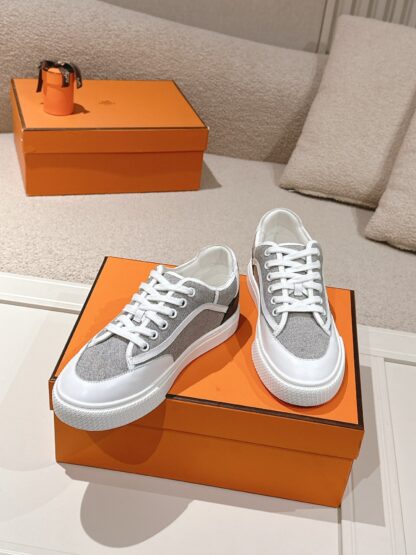 Hermes couple white and gray fashion casual skateboard shoes - Image 4