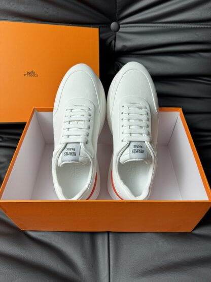 Hermès White Premium Ultra Lightweight Sneakers - Image 4
