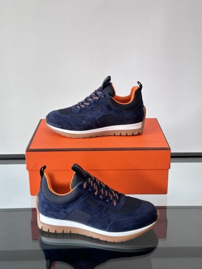 Hermès lightweight and versatile fashionable dark blue sneakers - Image 4