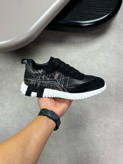 Hermès black and white color matching embroidery brand temperament thick-soled casual shoes - Image 4