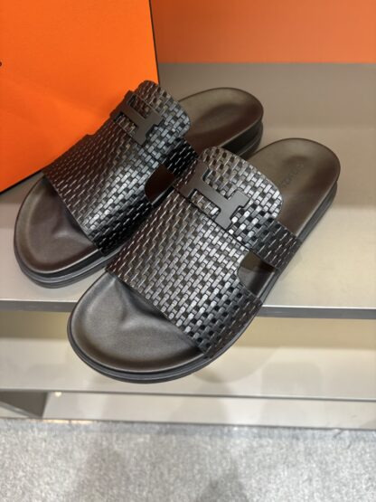 Hermes summer black pure handmade high-end sandals - Image 4