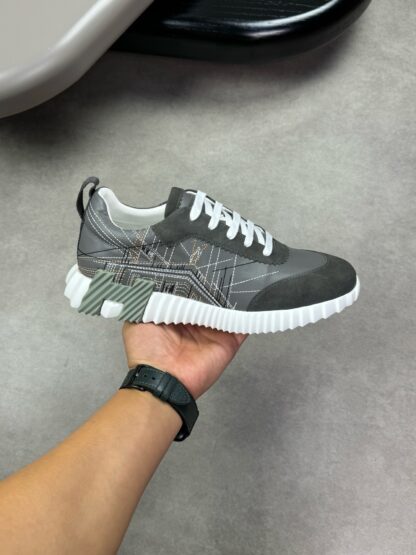 Hermès gray and white color matching embroidery brand temperament thick-soled casual shoes - Image 4