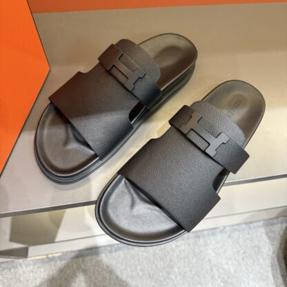 Hermes summer pure black pure handmade high-end sandals - Image 4