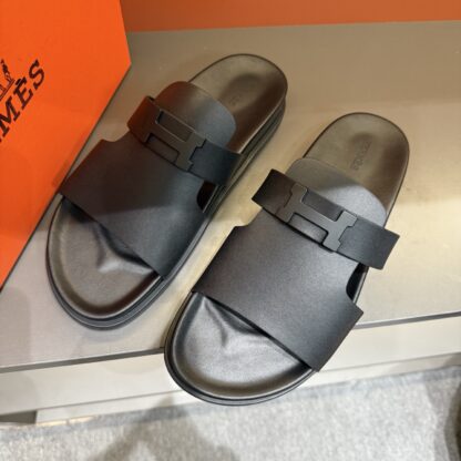Hermes summer black matte pure handmade high-end sandals - Image 4