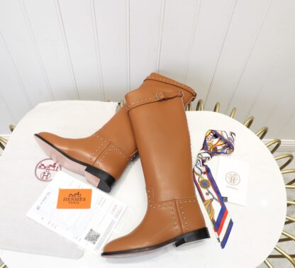 Hermes classic kelly buckle dark brown fashion mid-calf boots - Image 4