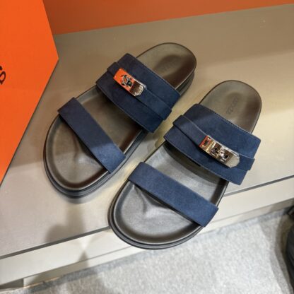 Hermes summer blue pure handmade high-end sandals - Image 4