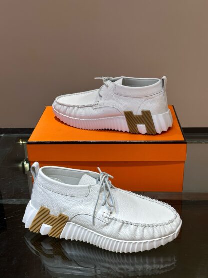 Hermès men's lace-up white versatile simple casual sports shoes - Image 4