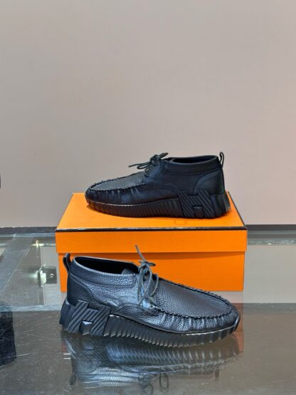 Hermès men's lace-up black versatile simple casual sports shoes - Image 4
