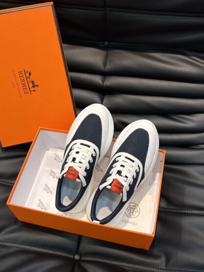 Hermes Men's Gray Orange Soft Comfortable Casual Sports Shoes - Image 4