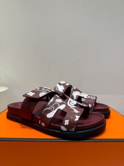 Hermès Couple Red Brown Braided Sandals - Image 2
