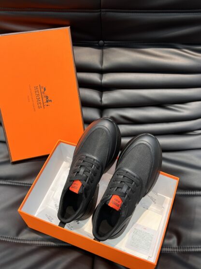 Hermes Men's Black Soft and Comfortable Casual Sneakers - Image 4