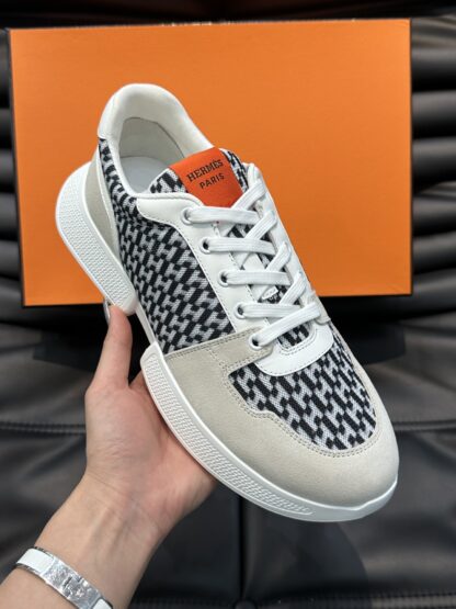 Hermes men's comfortable and soft gray and black color matching casual sports shoes - Image 4