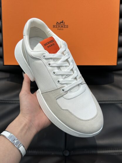 Hermes Men's Comfortable Soft White Gray Casual Sports Shoes - Image 4
