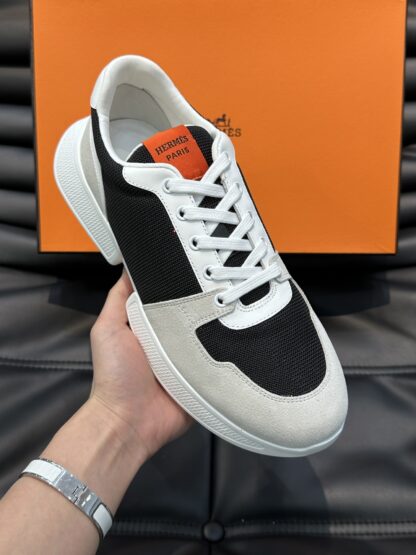 Hermes Men's Comfortable Soft Black and Gray Casual Sneakers - Image 4