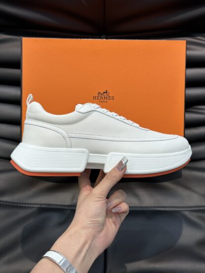 Hermes Men's Comfortable Soft White Casual Sneakers - Image 4