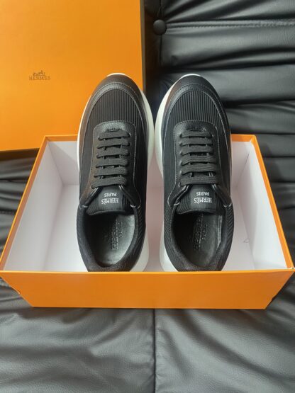 Hermes Men's Comfortable Soft Black Casual Sneakers - Image 4