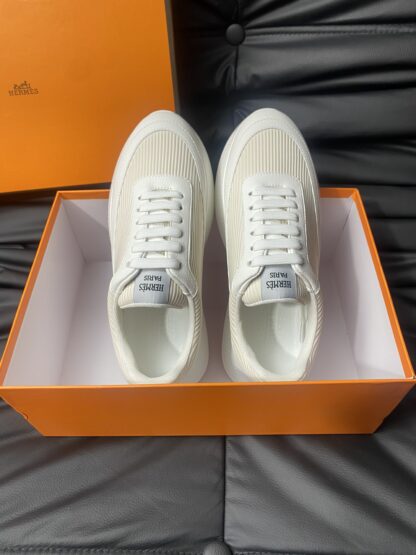 Hermès men's comfortable soft off-white casual sports shoes - Image 4