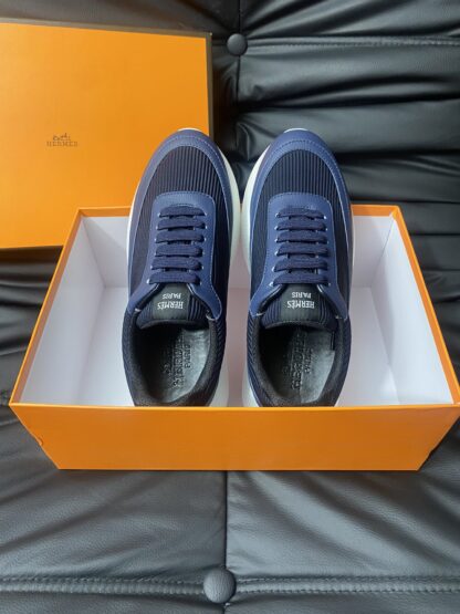 Hermes Men's Comfortable Soft Dark Blue Casual Sneakers - Image 4