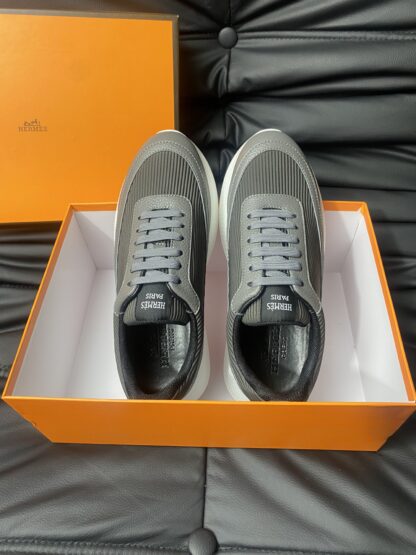 Hermes Men's Comfortable Soft Grey Casual Sneakers - Image 4