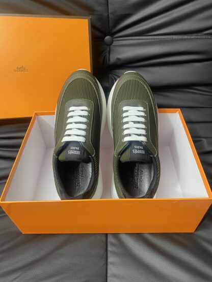 Hermes Men's Comfortable Soft Dark Green Casual Sneakers - Image 4