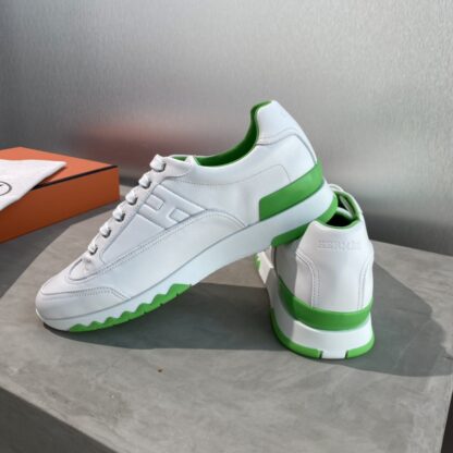 Hermes white green French Paris catwalk simple casual shoes - Image 4