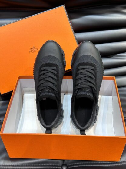 Hermès Men's Black Lightweight Breathable Casual Sneakers - Image 4