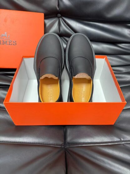 Hermès black leather luxury loafers - Image 4