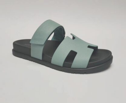 Hermès Couple Grey Blue Braided Slippers - Image 4