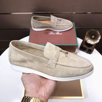 Hermès grey apricot couple high-end classic loafers - Image 4