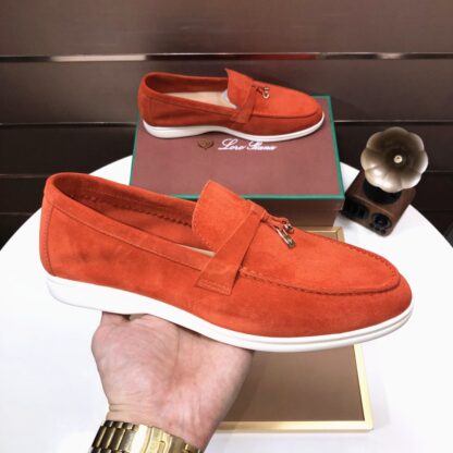 Hermès orange-red couple's high-end classic loafers - Image 4