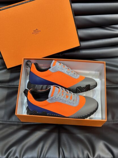 Hermès Men's Gray Orange All-match Casual Sports Shoes - Image 4