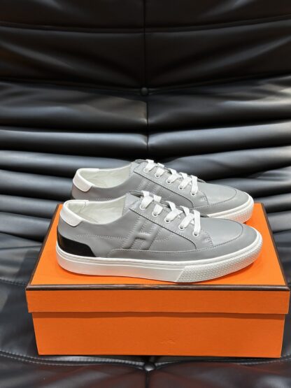 Hermès Men's Light Grey Comfort Low-Top Casual Sneakers - Image 4