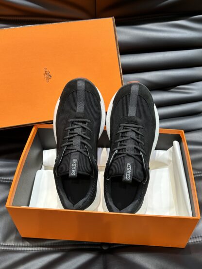 Hermes men's black and white breathable fashion casual sports shoes - Image 4
