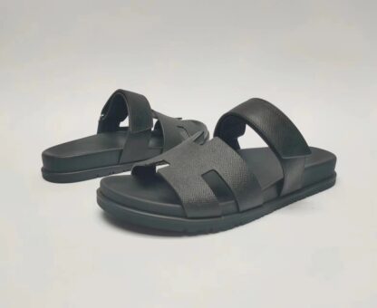 Hermès Couple Braided Black Slippers - Image 4