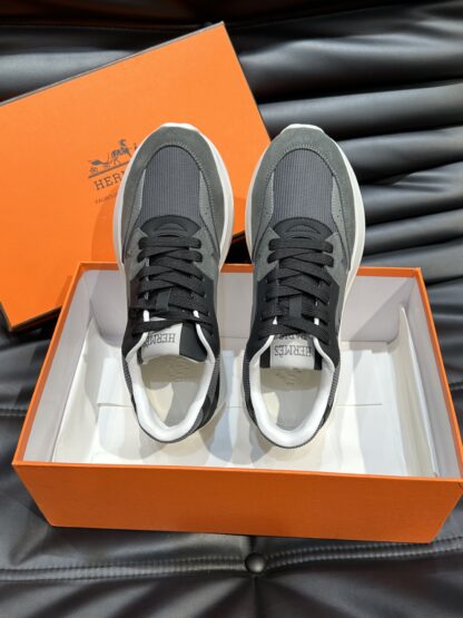 Hermes men's thick-soled gray and black fashion casual sports shoes - Image 4