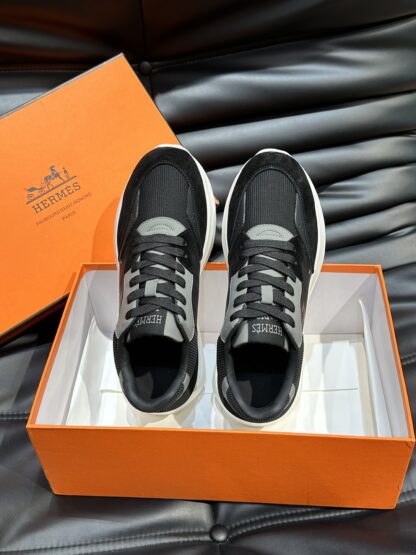 Hermes men's thick-soled black and gray fashion casual sports shoes - Image 4