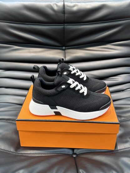 Hermes high-end men's fashion black casual breathable simple sports shoes - Image 4