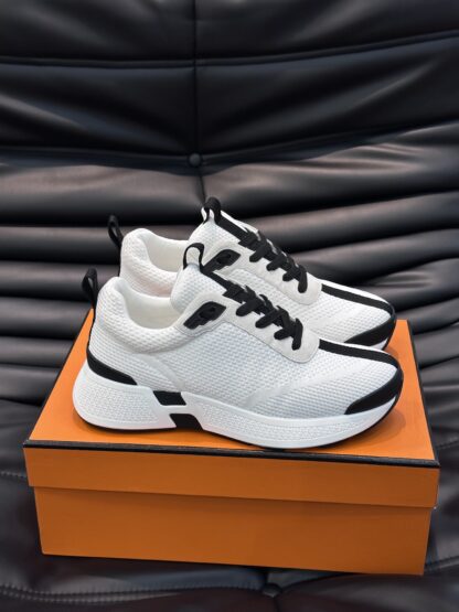 Hermes high-end men's fashion white and black casual breathable simple sports shoes - Image 4