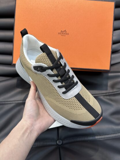 Hermes high-end men's fashion light yellow casual breathable simple sports shoes - Image 4