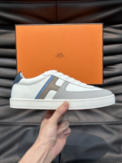 Hermès men's lightweight low-top white and brown casual sports shoes - Image 4