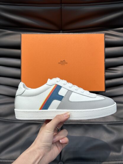 Hermès men's lightweight low-top white and blue casual sports shoes - Image 4
