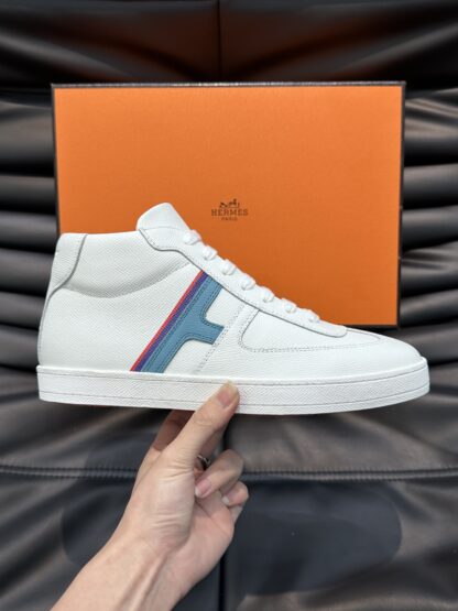 Hermes men's white and blue soft and comfortable high-top casual sports shoes - Image 4