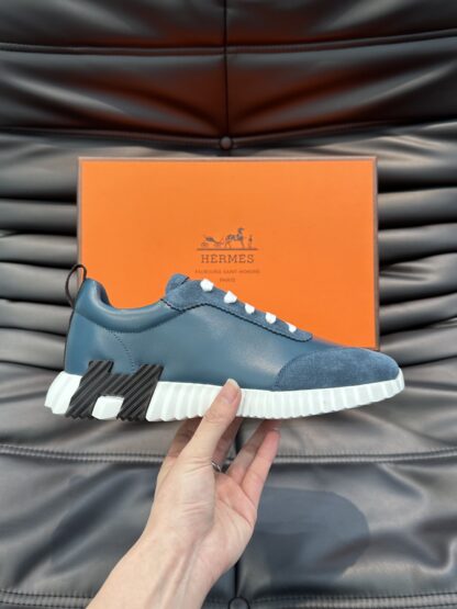 Hermès Men's Soft Lightweight Dark Blue Low-Top Casual Sneakers - Image 4