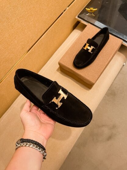 Hermes black comfortable breathable non-slip loafers - Image 4